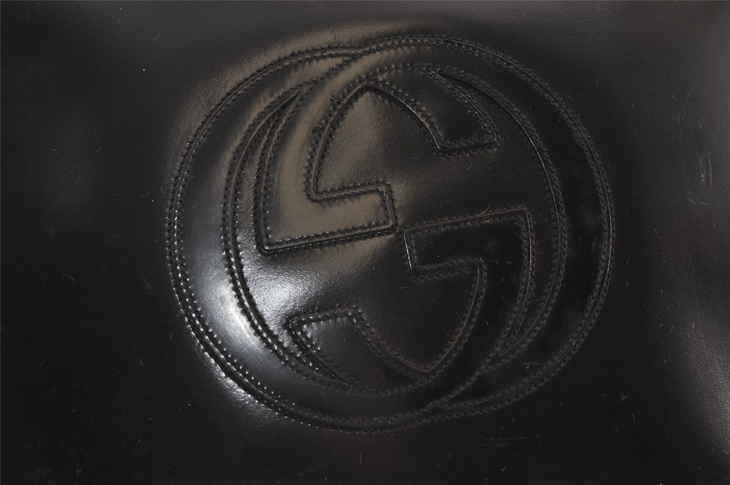 Authentic GUCCI Interlocking G 2Way Shoulder Hand Bag Enamel Black Junk 2252I