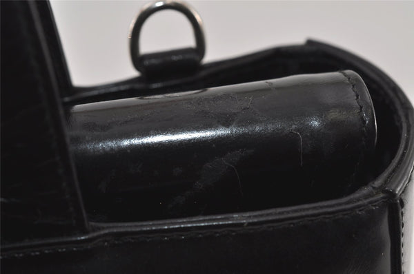 Authentic GUCCI Interlocking G 2Way Shoulder Hand Bag Enamel Black Junk 2252I