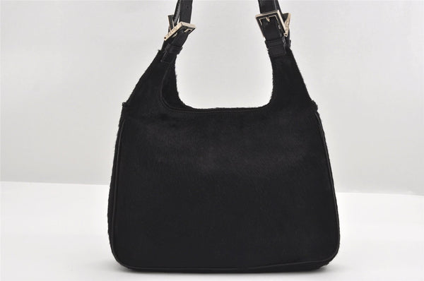 Authentic FENDI Vintage Shoulder Bag Purse Unborn Calf Leather Black 2253I