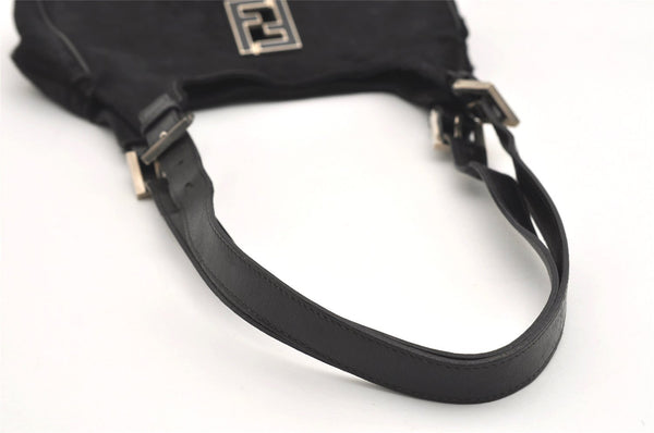 Authentic FENDI Vintage Shoulder Bag Purse Unborn Calf Leather Black 2253I