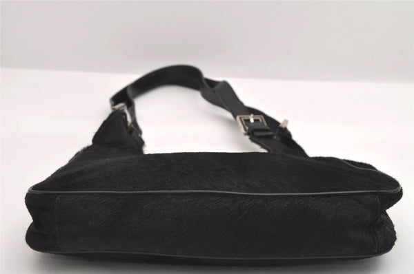 Authentic FENDI Vintage Shoulder Bag Purse Unborn Calf Leather Black 2253I