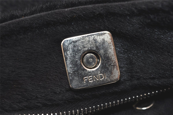Authentic FENDI Vintage Shoulder Bag Purse Unborn Calf Leather Black 2253I