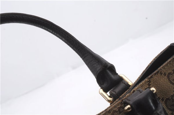 Auth GUCCI Web Sherry Line Horsebit Hand Bag Canvas Leather 137475 Brown 2255D