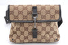 Authentic GUCCI Vintage Waist Body Bag Purse GG Canvas Leather 92543 Brown 2256F