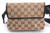 Authentic GUCCI Vintage Waist Body Bag Purse GG Canvas Leather 92543 Brown 2256F
