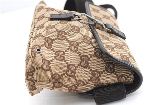 Authentic GUCCI Vintage Waist Body Bag Purse GG Canvas Leather 92543 Brown 2256F