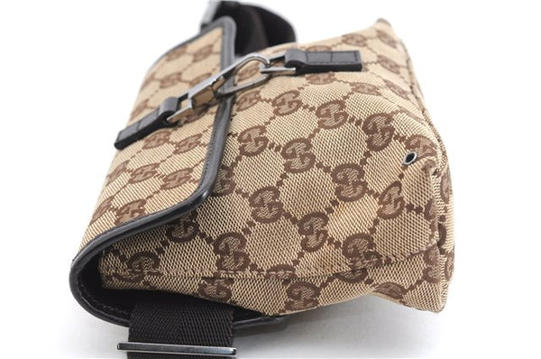 Authentic GUCCI Vintage Waist Body Bag Purse GG Canvas Leather 92543 Brown 2256F