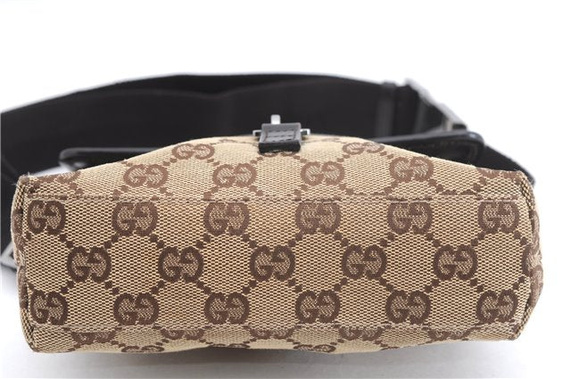 Authentic GUCCI Vintage Waist Body Bag Purse GG Canvas Leather 92543 Brown 2256F