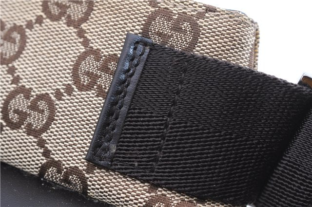 Authentic GUCCI Vintage Waist Body Bag Purse GG Canvas Leather 92543 Brown 2256F