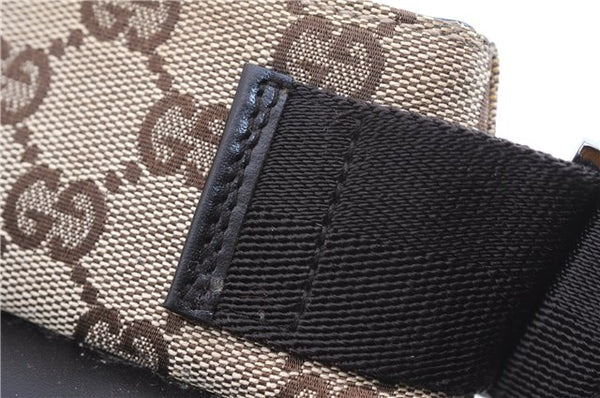 Authentic GUCCI Vintage Waist Body Bag Purse GG Canvas Leather 92543 Brown 2256F