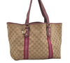 Authentic GUCCI Sherry Line Tote Bag GG Canvas Leather 139260 Beige Pink 2257I