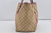 Authentic GUCCI Sherry Line Tote Bag GG Canvas Leather 139260 Beige Pink 2257I