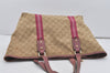 Authentic GUCCI Sherry Line Tote Bag GG Canvas Leather 139260 Beige Pink 2257I