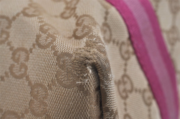 Authentic GUCCI Sherry Line Tote Bag GG Canvas Leather 139260 Beige Pink 2257I