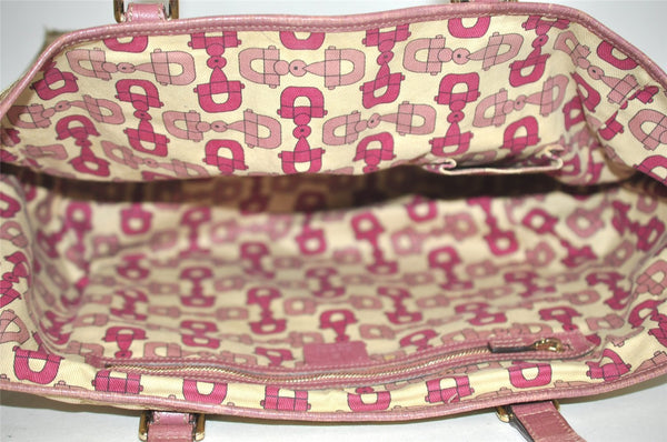 Authentic GUCCI Sherry Line Tote Bag GG Canvas Leather 139260 Beige Pink 2257I