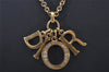 Authentic Christian Dior Gold Tone Rhinestone Chain Pendant Necklace CD 2258I