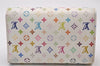 Auth Louis Vuitton Monogram Multicolor Portefeuille Alexandra Wallet White 2261I