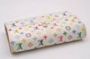 Auth Louis Vuitton Monogram Multicolor Portefeuille Alexandra Wallet White 2261I