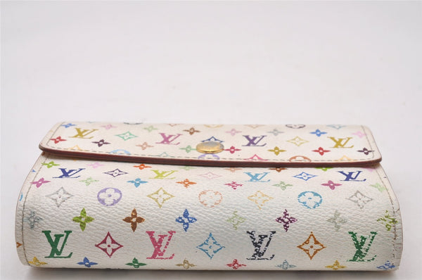 Auth Louis Vuitton Monogram Multicolor Portefeuille Alexandra Wallet White 2261I