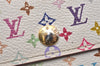 Auth Louis Vuitton Monogram Multicolor Portefeuille Alexandra Wallet White 2261I