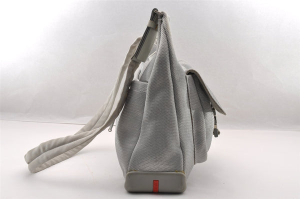 Authentic PRADA Sports Nylon Tessuto Leather Shoulder Crossbody Bag Silver 2262I