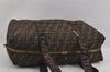 Authentic FENDI Vintage Zucca Travel Boston Bag Nylon Leather Brown Black 2264I