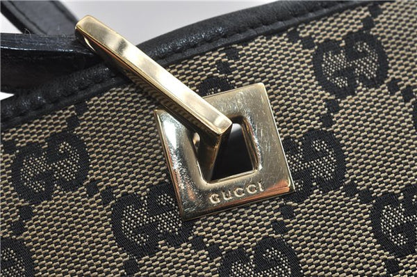 Authentic GUCCI Shoulder Tote Bag GG Canvas Leather Black 2265D