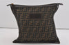 Authentic FENDI Zucca Clutch Hand Bag Purse Nylon Leather Brown Black 2265I