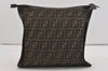 Authentic FENDI Zucca Clutch Hand Bag Purse Nylon Leather Brown Black 2265I