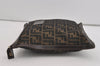 Authentic FENDI Zucca Clutch Hand Bag Purse Nylon Leather Brown Black 2265I