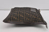 Authentic FENDI Zucca Clutch Hand Bag Purse Nylon Leather Brown Black 2265I