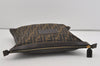 Authentic FENDI Zucca Clutch Hand Bag Purse Nylon Leather Brown Black 2265I