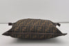 Authentic FENDI Zucca Clutch Hand Bag Purse Nylon Leather Brown Black 2265I
