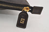 Authentic FENDI Zucca Clutch Hand Bag Purse Nylon Leather Brown Black 2265I