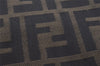 Authentic FENDI Zucca Clutch Hand Bag Purse Nylon Leather Brown Black 2265I