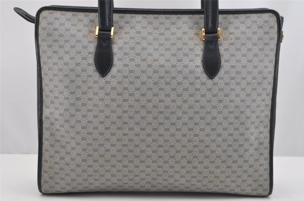 Authentic GUCCI Vintage Micro GG PVC Leather Shoulder Tote Bag Navy Blue 2267I