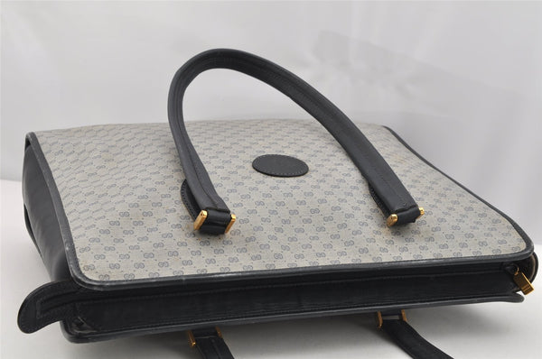 Authentic GUCCI Vintage Micro GG PVC Leather Shoulder Tote Bag Navy Blue 2267I