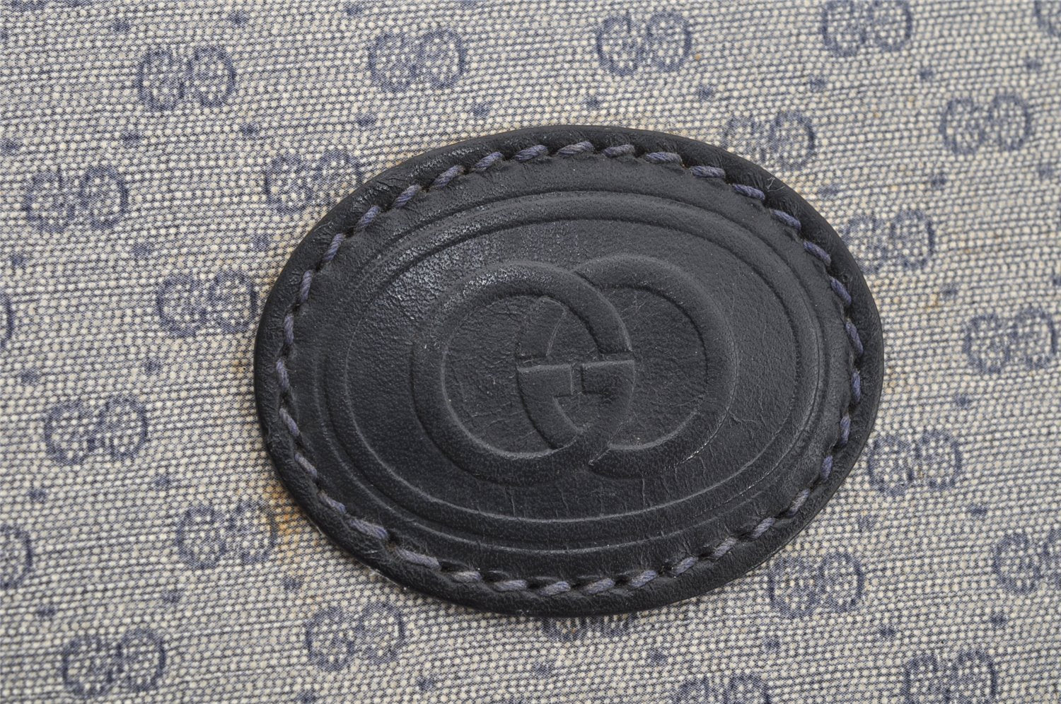 Authentic GUCCI Vintage Micro GG PVC Leather Shoulder Tote Bag Navy Blue 2267I