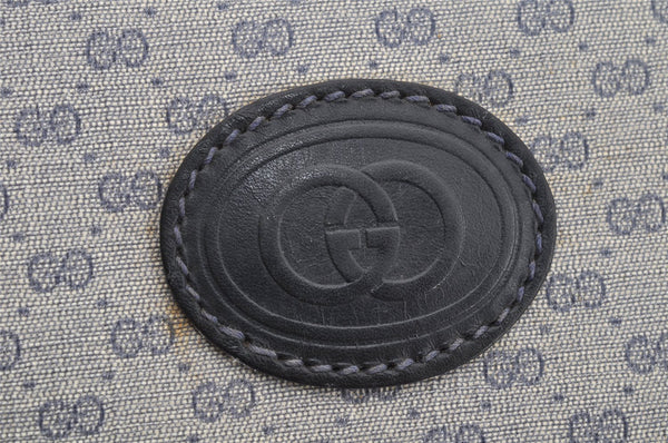 Authentic GUCCI Vintage Micro GG PVC Leather Shoulder Tote Bag Navy Blue 2267I