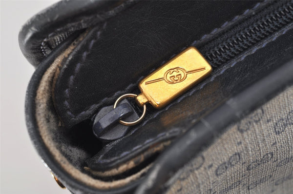 Authentic GUCCI Vintage Micro GG PVC Leather Shoulder Tote Bag Navy Blue 2267I