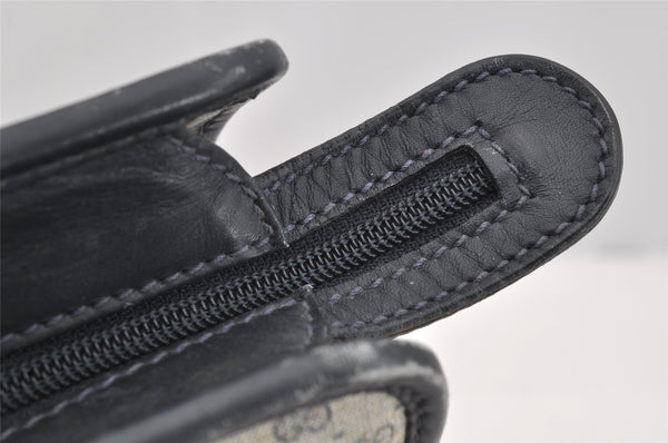 Authentic GUCCI Vintage Micro GG PVC Leather Shoulder Tote Bag Navy Blue 2267I