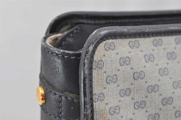 Authentic GUCCI Vintage Micro GG PVC Leather Shoulder Tote Bag Navy Blue 2267I