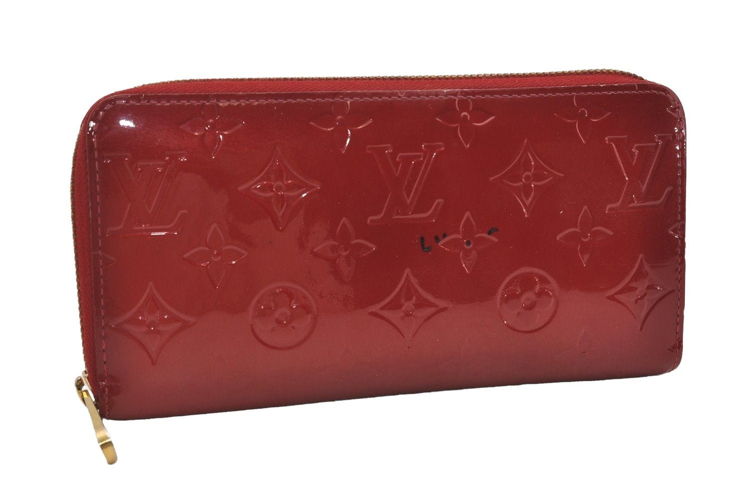 Authentic Louis Vuitton Vernis Zippy Wallet Long Purse Red M91981 LV 2268I