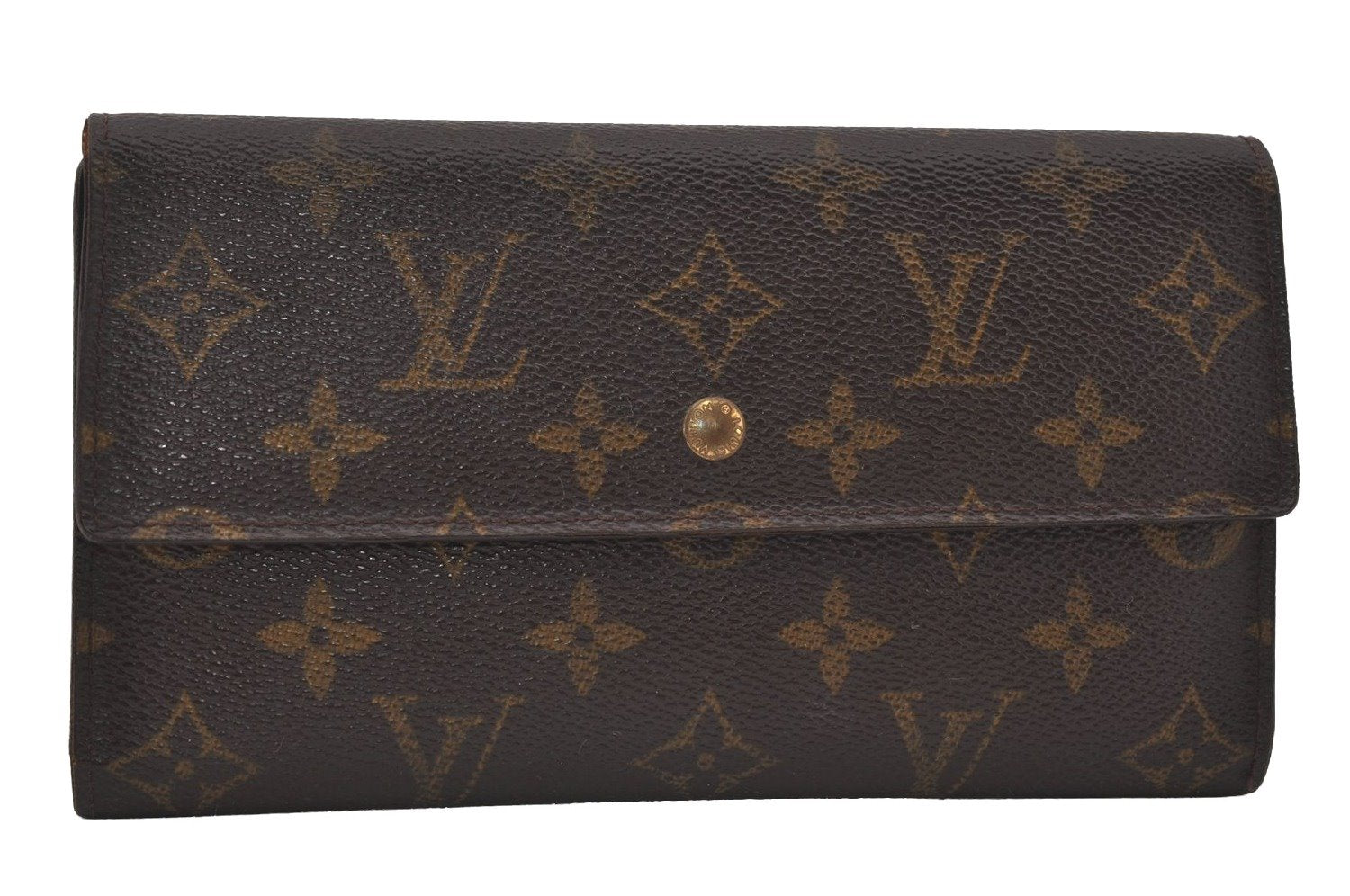 Authentic Louis Vuitton Monogram Porte Tresor International M61215 Wallet 2271I