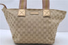 Authentic GUCCI Shoulder Tote Bag GG Canvas Leather 131230 Beige Gold 2272D