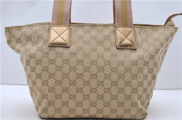 Authentic GUCCI Shoulder Tote Bag GG Canvas Leather 131230 Beige Gold 2272D