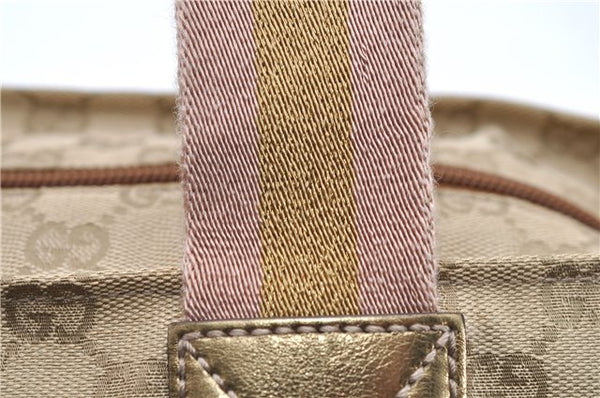 Authentic GUCCI Shoulder Tote Bag GG Canvas Leather 131230 Beige Gold 2272D