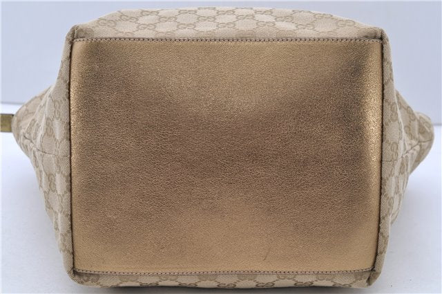 Authentic GUCCI Shoulder Tote Bag GG Canvas Leather 131230 Beige Gold 2272D