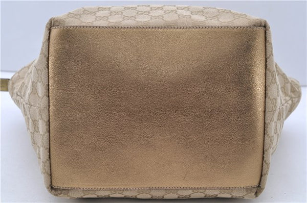 Authentic GUCCI Shoulder Tote Bag GG Canvas Leather 131230 Beige Gold 2272D
