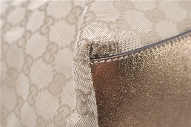 Authentic GUCCI Shoulder Tote Bag GG Canvas Leather 131230 Beige Gold 2272D